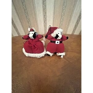 Vintage Fabric Ornaments Stuffed‎ Handmade Cows Santa & Mrs. Clause lee & lee
